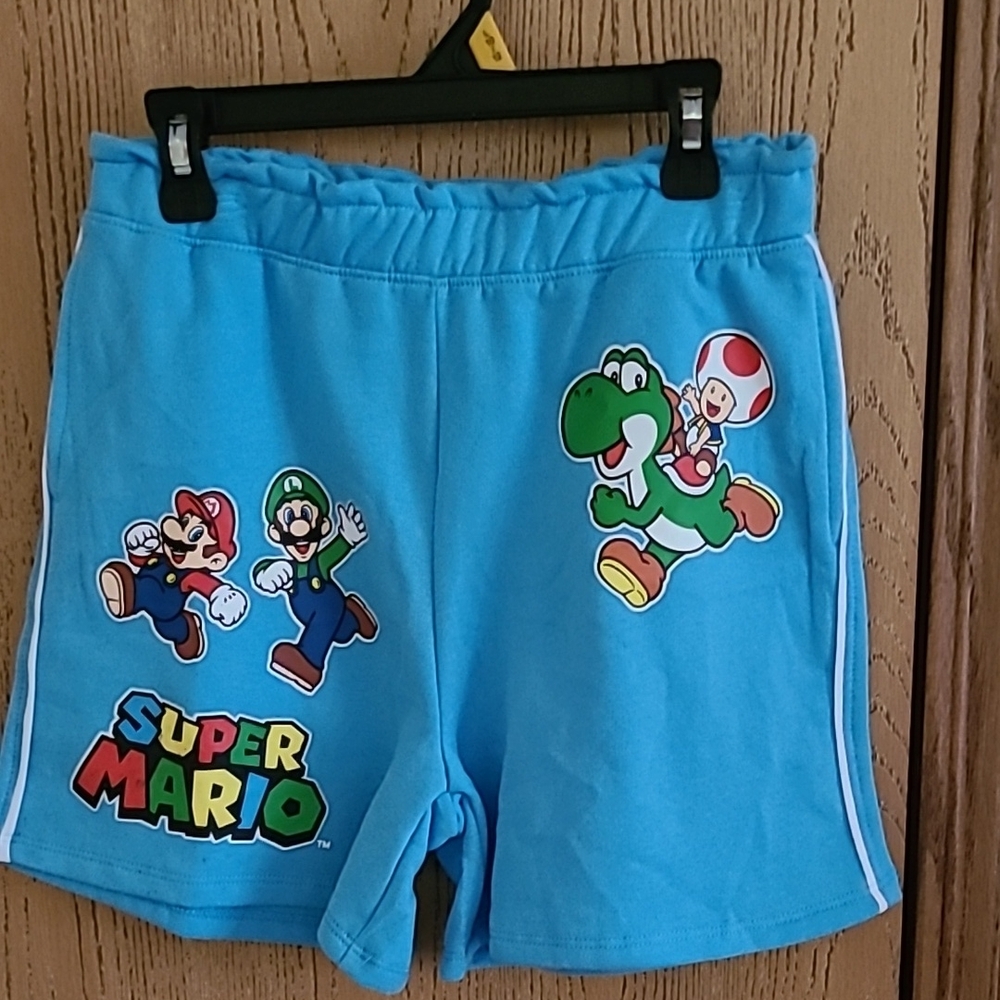 Girls L (10-12) Blue Super Mario Kids Shorts